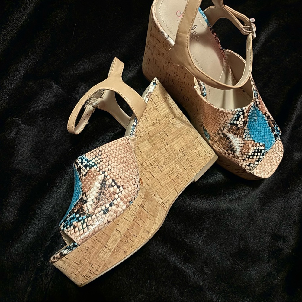 Charles By Charles David Snake Python Cork Wedge … - image 2